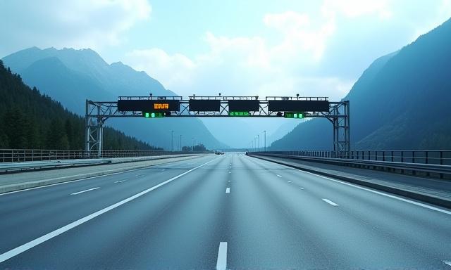 Moderne Schweizer Autobahn mit digitaler Erfassungsinfrastruktur