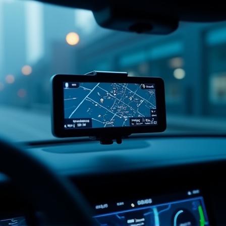 Illustration von Satellitennavigation und Fahrzeugkommunikation